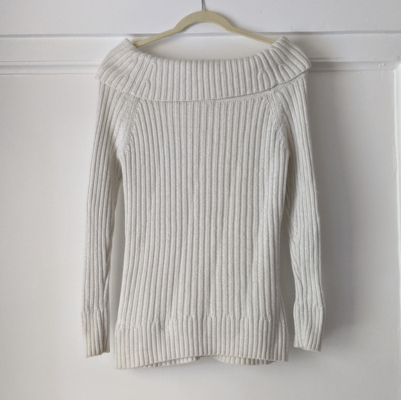 White House Back Market Sparkle Cable Knit Sweater - Picture 5 of 5